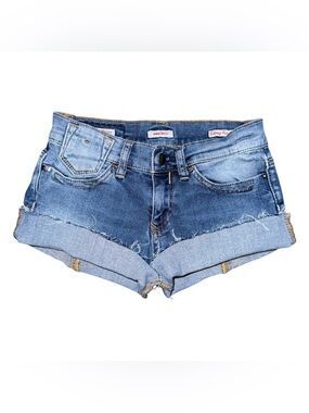 Vtg y2k Miss Sixty Low Rise Micro Mini Jean Booty Shorts Size 26 grunge Stretch